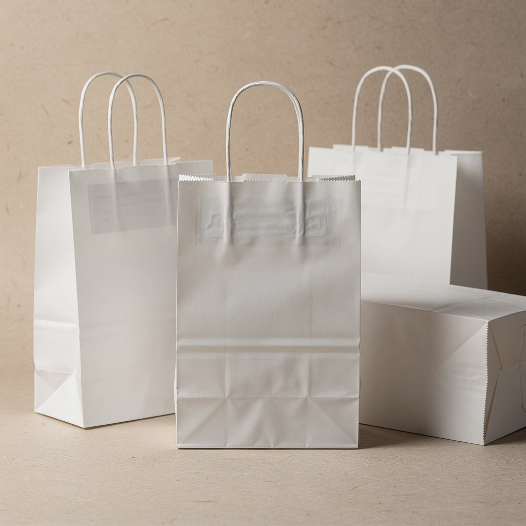 Bolsas de Papel Blanco Personalizadas - Medianas (Pedidos a Granel)