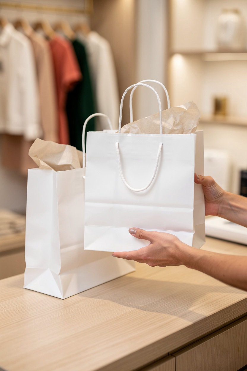 bag company - bolsas de papel blancas personalizadas para boutiques y retail en Carolina del Norte